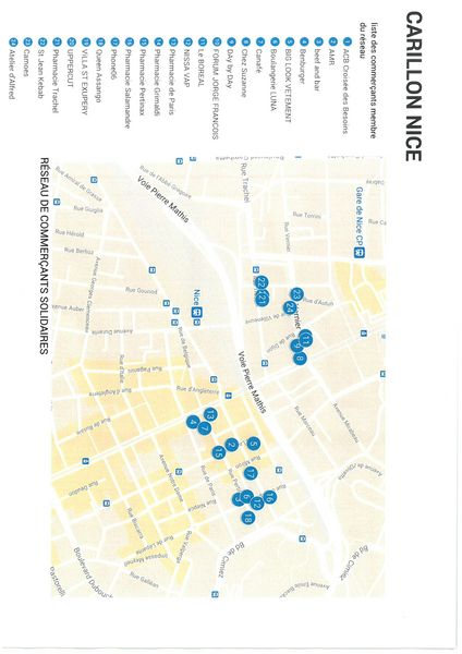 Liste des commerçants membres du raison Carillon à Nice